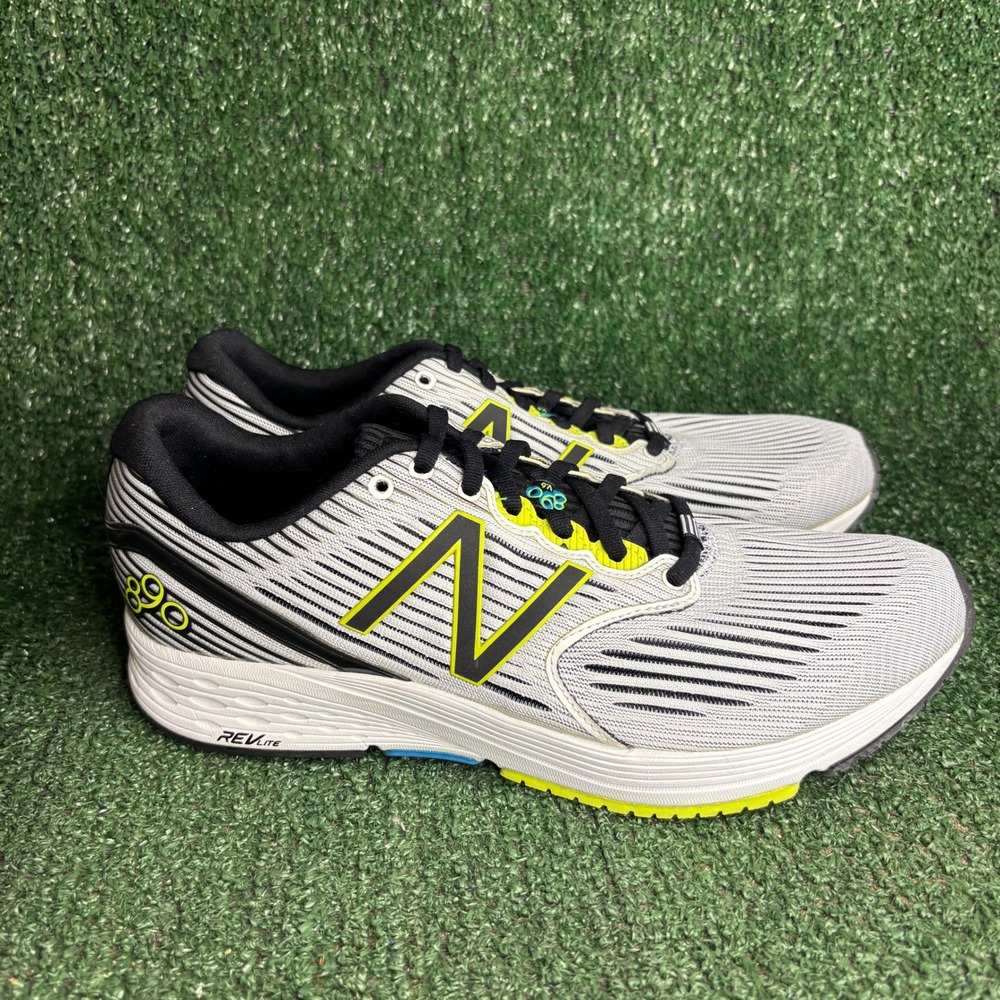 NEW New Balance 890v6 Revlite Striped Lightweight Running Sneaker White Mens 9.5